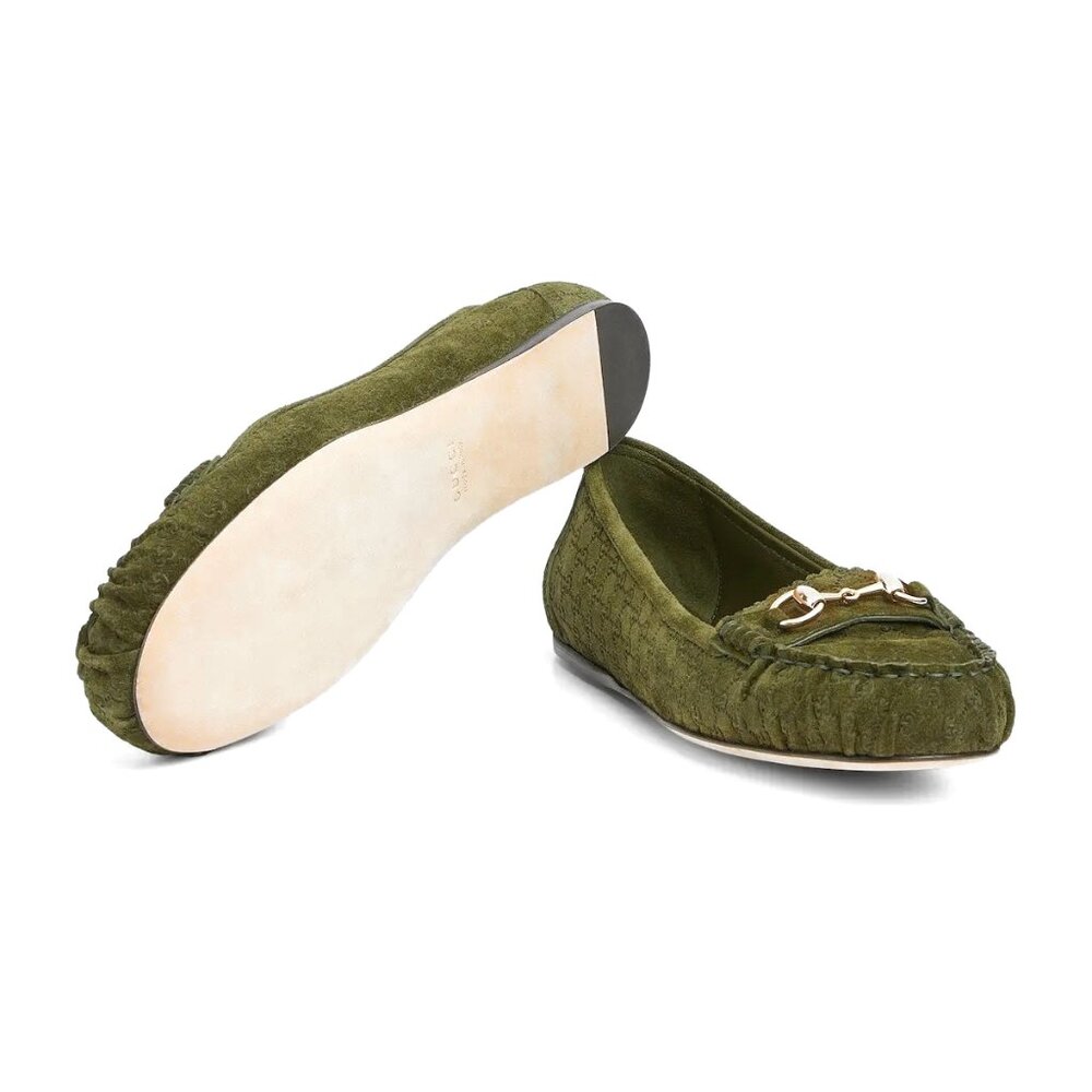 NEW GUCCI Women's GG Suede Kensington Horsebit Loafers EU 39 / US 9 Ballet Flats - Picture 11 of 12